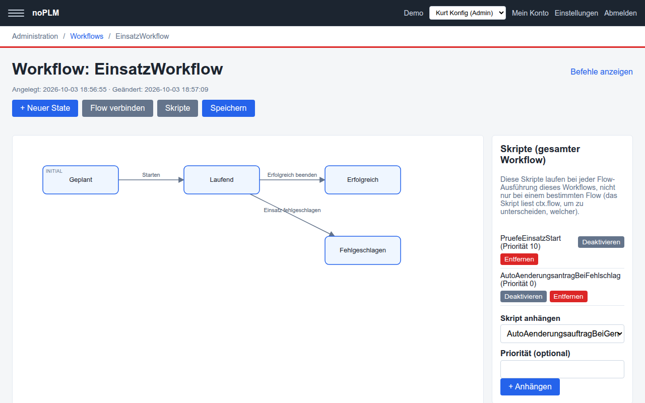 Die an den Einsatz-Workflow gebundenen Skripte